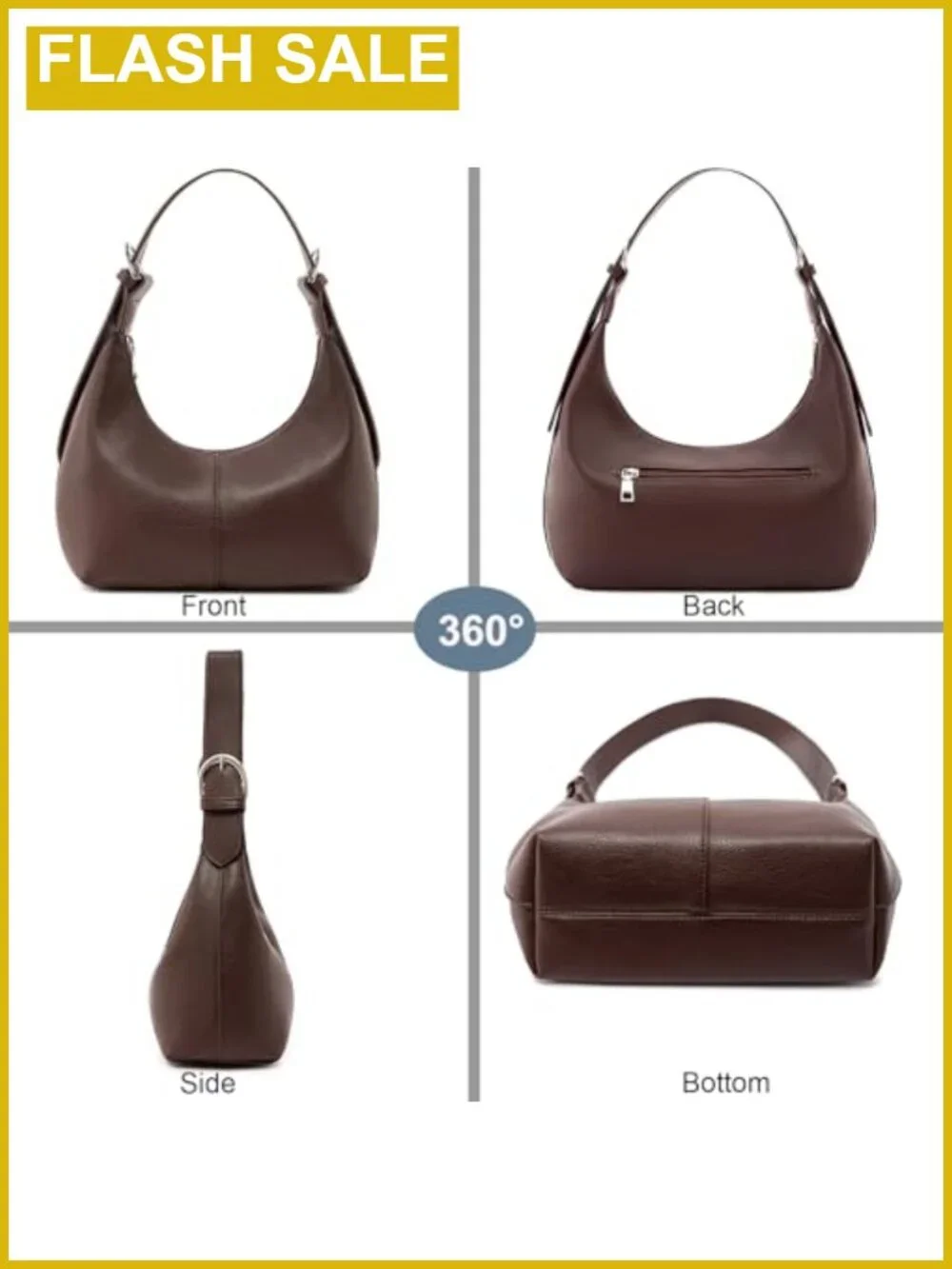 Hobo Shoulder Bag Women Slouchy PU Leather Crossbody Purse Vegan